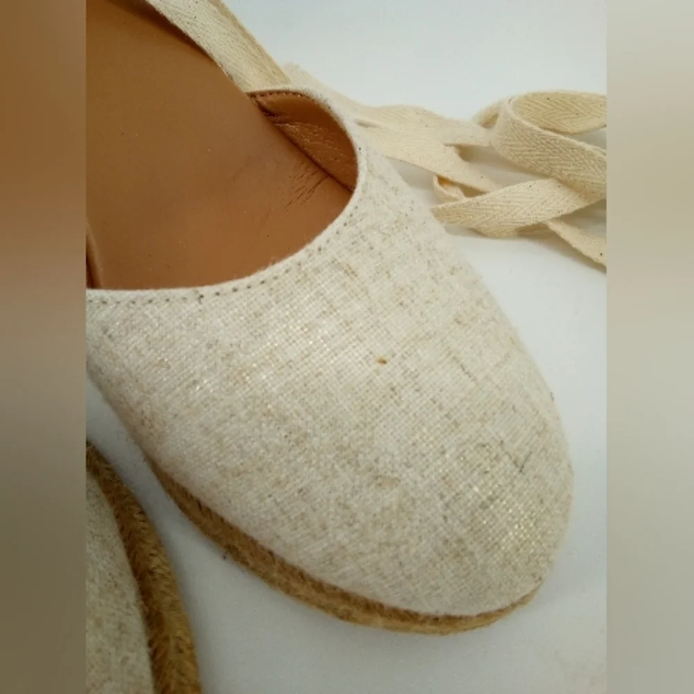 J.Crew Round Toe Espadrills Wedges Natural 8.5